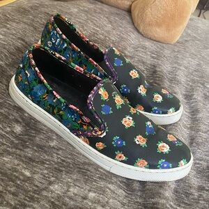 Coach Black Floral Skate Slip-on Leather Sneakers Women’s US Size 11